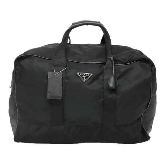 PRADA Boston Bag Nylon Black Silver Auth - Picture 1 of 15